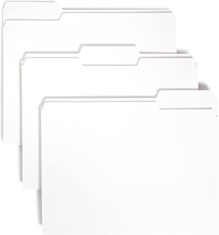 Smead Standard File Folders, 100 Count, White, 1/3-Cut Tabs, Letter Size (12843)