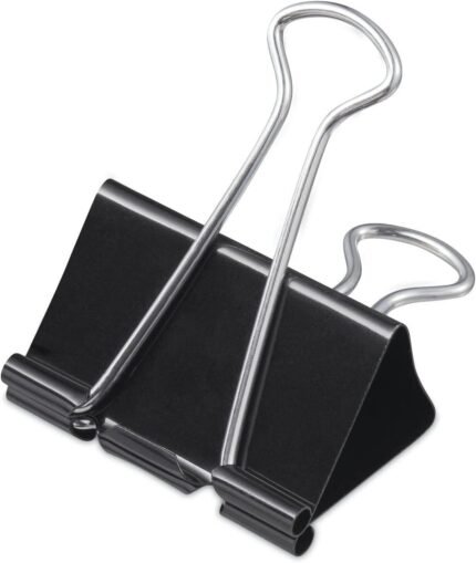 Universal 10220VP Large Binder Clips, Zip-Seal Bag, 1" Capacity, 2" Wide, Black, 36 Per Pack