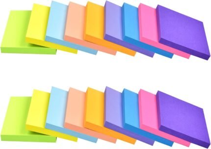 18 Pack Sticky Notes 3”x3”Bright Colors Self-Stick Note Pads, 9 Colors Bulk Sticky Memo Pad for School, Office, Meeting