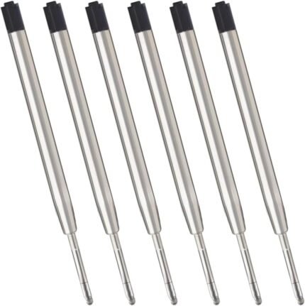 ChaoQ,Black Ink Refills (6pcs), Replaceable Ballpoint Pen Refills, 1mm Medium Tip - Black