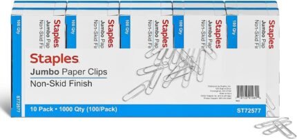 Staples Paper Clips, 1.75 Inch, Heavy-Duty Jumbo Non-Skid Paperclips for Office, School, Personal Use, 1,000-Pack, Silver