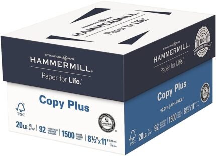 Hammermill 3-Ream Pack Copy Plus Multipurpose Fax Laser Inkjet Printer Paper, 8 1/2" x 11" Letter Size, 92 Bright White, 20 lb. Acid Free, ColorLok, 99.99% Jam Free