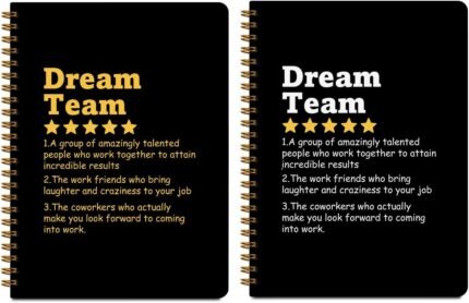 2 Pcs Dream Team Definition Spiral Notebooks for Work, Team Gifts for Employees Colleague Work Bestie Friend, A5 Composition Notebook College Ruled, Notepads Lined Travel Planner Journal for Writing