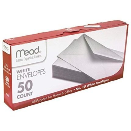 Mead #10 Envelopes, Letter Size, 4-1/8" x 9-1/2", Gummed Closure, White All-Purpose for Home & Office Mail, 50 Count (75050)