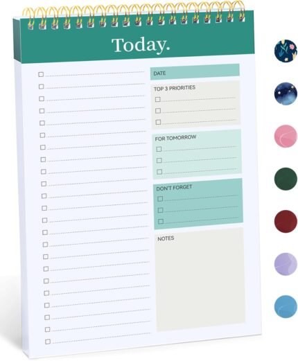 Taja To Do List Notebook Pad, Undated Daily Planner Perfect for Daily Tasks, Goal Setting, Work, Notepad Suitable for Office, Home & School, Greenery Sway, 52 Sheets