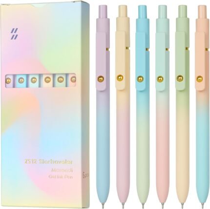 Ddaowanx Gel Pens,0.7mm Quick Dry Black Ink,Fine Point Smooth Writing Pen,Aesthetics Office School Supplies,Gifts for Women,stocking stuffers for teen girls (6 Pcs Gradient, Black)