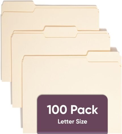 Smead File Folders Letter Sized, 1/3-Cut Tab, Assorted Positions, Letter Size Manila Folders, 100 Per Box (10381)