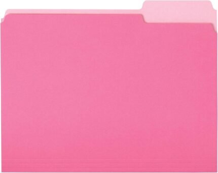 Amazon Basics File Folders, Letter Size, 1/3 Cut Tab, Pink, 36-Pack