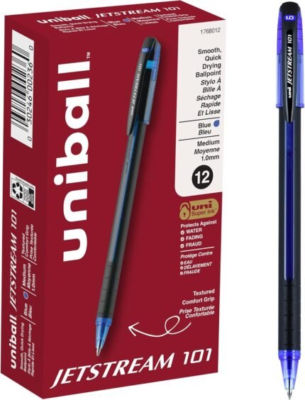 Uni-Ball 1768012 Jetstream 101 Ball Point Pens, Bold Point, Blue Ink, 12 Pack