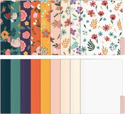 EOOUT 18 Pack Decorative File Folders Floral Folders Cute File Folder, Letter Size Colored File Folders,1/3-Cut Tabs, 9.6 x 11.6 Inches, for Office, School, Home