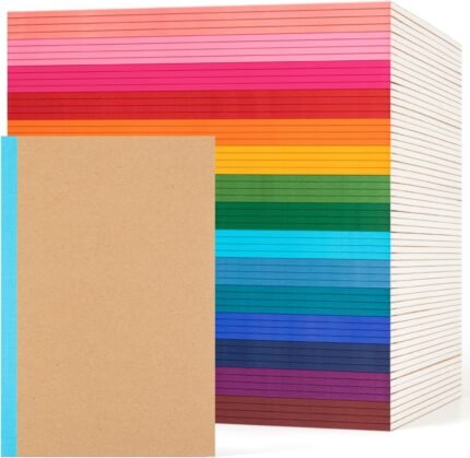 60 Pack Composition Notebook Journals Bulk, A5 Lined College Ruled Notebook, Kraft Cover with Rainbow Spines, 8.3”x 5.5”, 15 Colors 60 Pages for School Office Travel