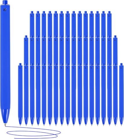 Bulk pens,50 Pack Blue Ballpoint Pens, 1.0mm Medium Point, Smooth Writing, Bulk Value Pack for School, Office, Home