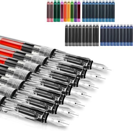 Calligraphy Set, 7 Pcs Fountain Pen with Different Replaceable Nib and 40 Replaceable Ink Cartridge in 11 Color for Beginner Writing and Drawing Calligraphy Kit