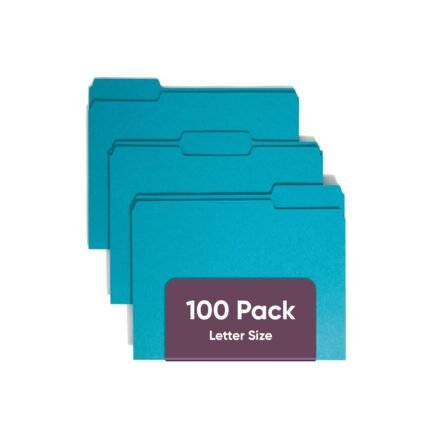 Smead Standard File Folders, 100 Count, Teal, 1/3-Cut Tabs, Letter Size (13143)