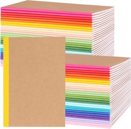 EOOUT 60 Pack A5 Kraft Notebooks, Composition Notebooks Lined Journal Bulk, 15 Colors with Rainbow Spines, 60 Pages for Kids Women Girls, School Office Supplies