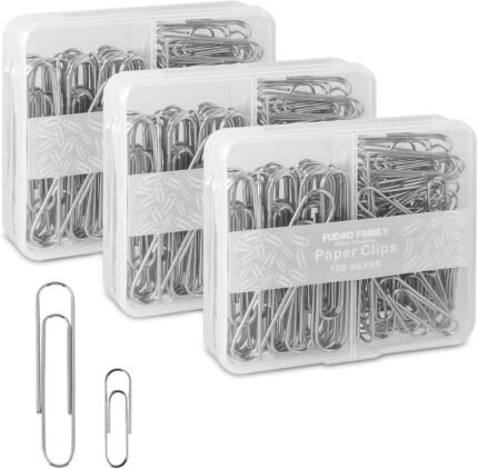 Paper Clips Assorted Sizes, Large PaperClips, Small PaperClips, Paper Clip, Paperclips, Pack of 3 Boxes of 100 Clips Each (300 Clips Total)