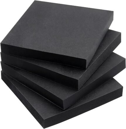 Sticky Notes 3x3 Self-Stick Notes Bright Colors Sticky Notes 4 Pads 90 Sheets/Pad (Black)