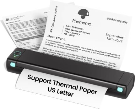 Phomemo M08F Portable Printers Wireless for Travel, Support 8.5" X 11" Thermal Paper, Bluetooth Thermal Printer Compatible with iOS, Android & Laptop, Inkless Mobile Printer for Office, Home, School