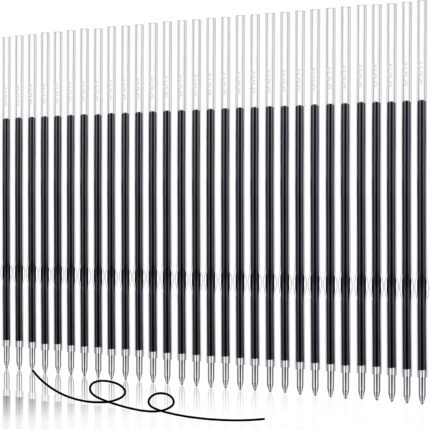 30 Piece Black Ink Pen Refills, 1 mm Ballpoint Refills Replacement Ballpoint for Click Retractable Pens Office College Supplies