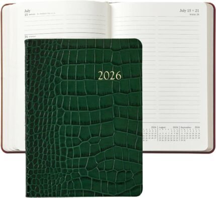 Graphic Image 2026 Weekly Notebook Planner Embossed Croc Leather (Emerald)