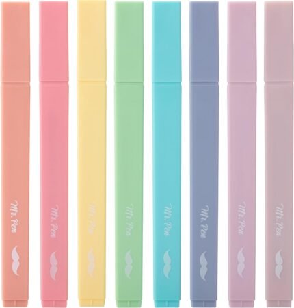 Mr. Pen- Aesthetic Cute Pastel Highlighters Set, 8 pcs, Chisel Tip, Candy Colors, No Bleed Bible Assorted Colors