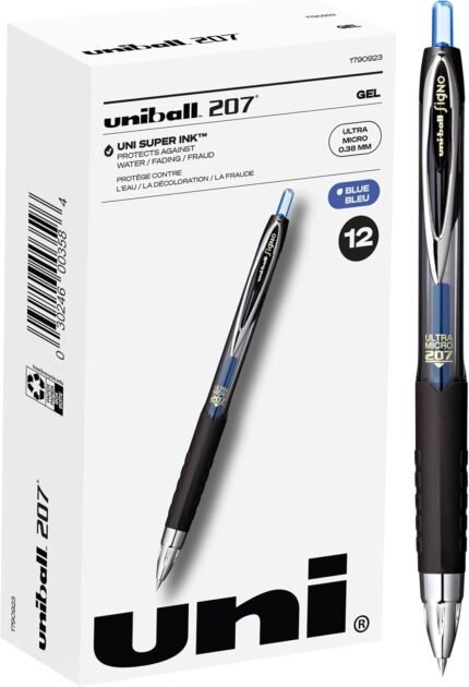 uniball 207 Signo Gel Ultra Micro Gel Pen, Retractable, Extra-Fine 0.38 Mm, Blue Ink, Smoke Barrel