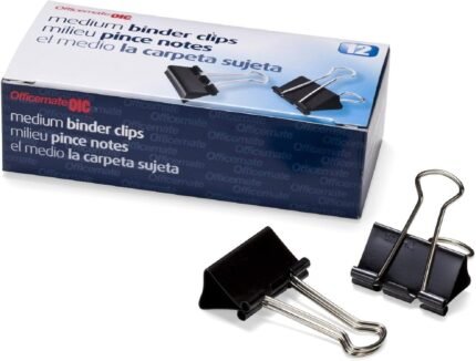 Officemate Medium Binder Clips, Black, 12 count (Pack of 12)