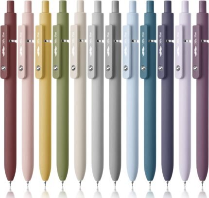 Mr. Pen- Retractable Gel Pens, 12 Pack, Morandi and Vintage Barrels, Fast Dry, Black Gel Pens Fine Point 0.5mm, Aesthetic Pens for Journaling