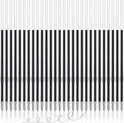 JANYUN 100 Pieces Ink Pen Refills Replaceable, 0.7mm Ballpoint Pen Refills 107 mm in Length Black Ink Refills Smooth Writing Pen Refills for Journal Writing Office School Supplies (Black)