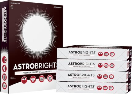 Astrobrights® Printer & Copy Paper, 8.5" x 11", 28lb/105gsm, 97 Brightness, White, 5 reams of 300 sheets per ream, 1,500 sheets per carton (91738-01)