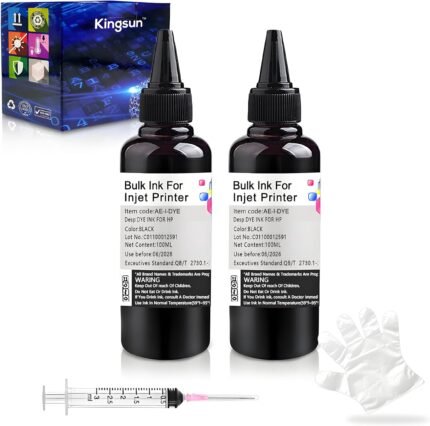 Ink Refill Kit for HP 21 22 60 61 62 63 64 65 67 67XL 94 95 96 564 711 901 902 920 932 933 934 940 950 951 952 970 971 Ink Cartridge Bottle (2*Black, 100 ml)