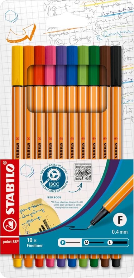 STABILO Fineliner point 88 - Pack of 10 - Assorted Colors