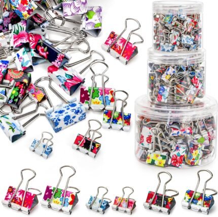 Fasmov 148 Pcs Cute Binder Clips with 3 Sizes (Small/Medium/Large), Office Stationery Clips for Organizing Papers, Crafting & DIY Projects, Paper Clamps Perfect for Office, School, and Home Use