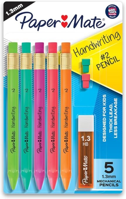 Paper Mate 2017483 Mechanical Pencils for Handwriting, Triangular, 5/PK, AST
