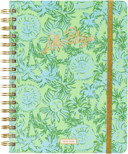Lilly Pulitzer Large Monthly Planner August 2025 - December 2026, Monthly Agenda & Calendar, Stickers, Pockets, & Spiral Binding (Catchin Rays)