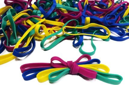 Rubber Bands, Size 64 (3 1/2" x 1/4"), Colored Latex Free Rubber Bands, Stretchable Rubber Band Office Supplies, Elastic Bands for Files Bank Paper Bills Money, Office or Home use, 50g Bag