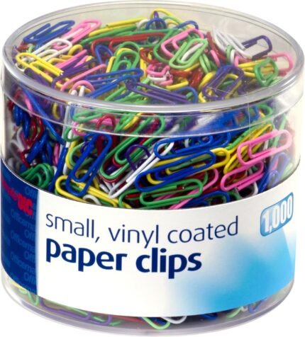 Officemate Vinyl Coated #2 Paper Clips, Assorted Colors, Tub of 1000 (97634)