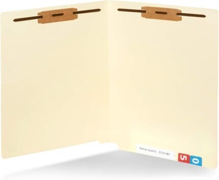 Blue Summit Supplies 14pt Heavyweight Manila Fastener File Folders with End Tabs, Reinforced Straight Cut End Tab Folders with 2 Fasteners, Standard Medical File Folders, Letter Size, Manila, 50 Pack