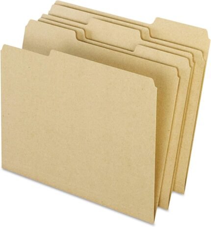 Pendaflex EarthWise 100% Recycled File Folders, 1/3 Cut, Top Tab, Letter Size, Natural, 100 per Box (04342)